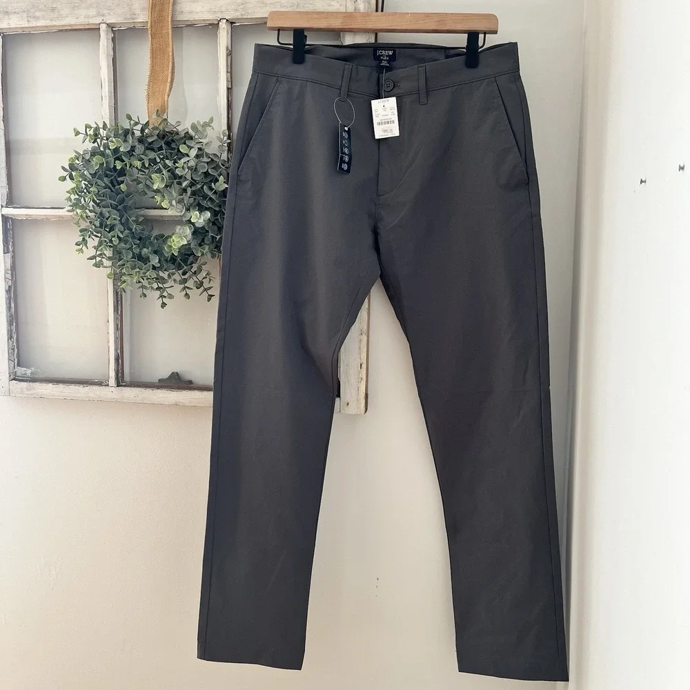 NWT J.CREW Flex‎ Slim Mens Gray Tech Pants Size 31x32